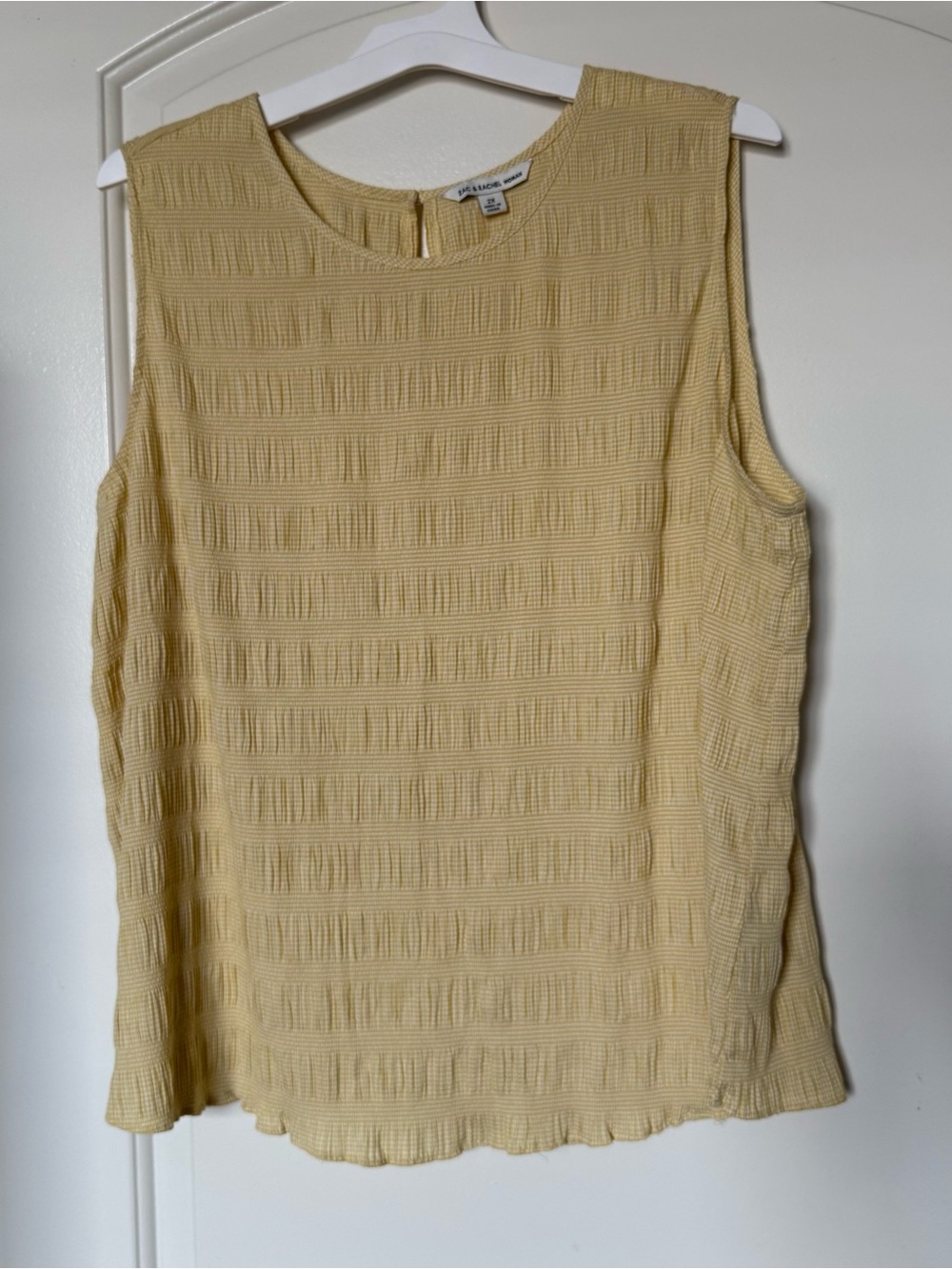 Zac & Rachel Pale Yellow Textured Sleeveless Top coastal summer size 2X